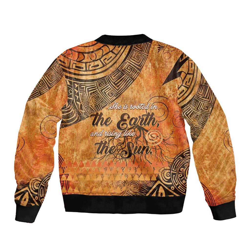 African Women Bomber Jacket She Is Rooted In The Earth and Rising Like The Sun - Wonder Print Shop