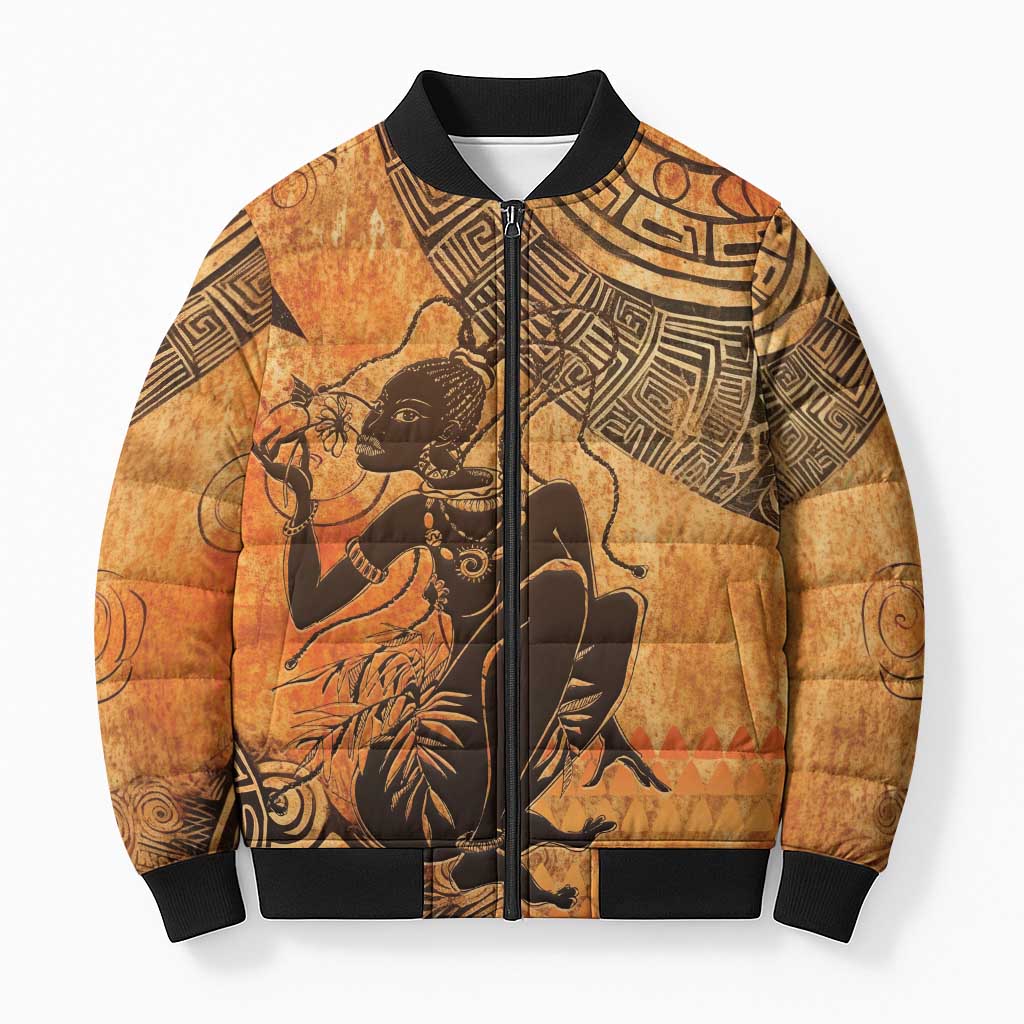 African Women Bomber Puffer Jacket She Is Rooted In The Earth and Rising Like The Sun - Wonder Print Shop