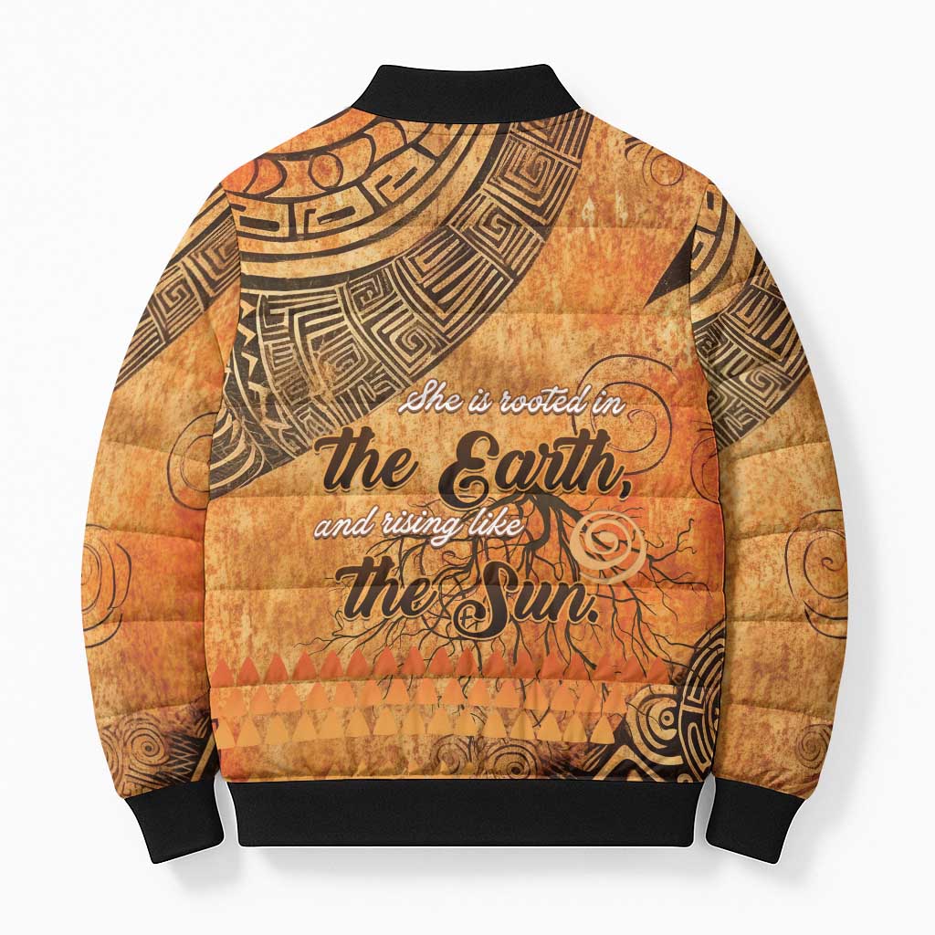 African Women Bomber Puffer Jacket She Is Rooted In The Earth and Rising Like The Sun - Wonder Print Shop