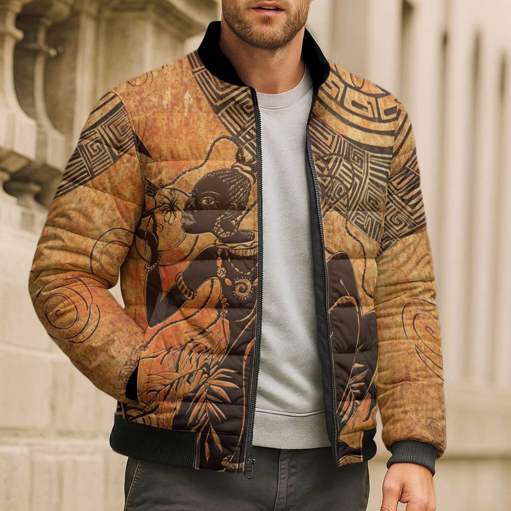 African Women Bomber Puffer Jacket She Is Rooted In The Earth and Rising Like The Sun - Wonder Print Shop