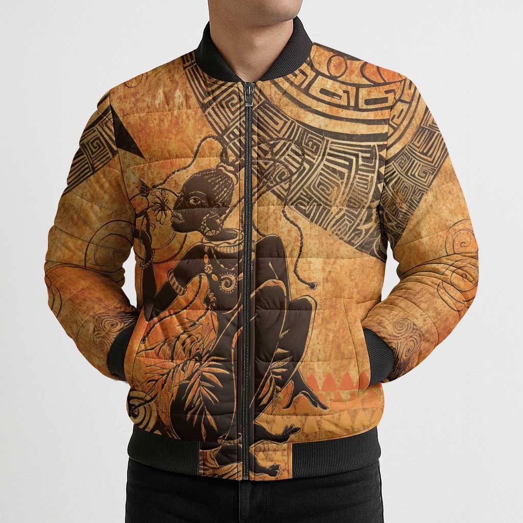 African Women Bomber Puffer Jacket She Is Rooted In The Earth and Rising Like The Sun - Wonder Print Shop
