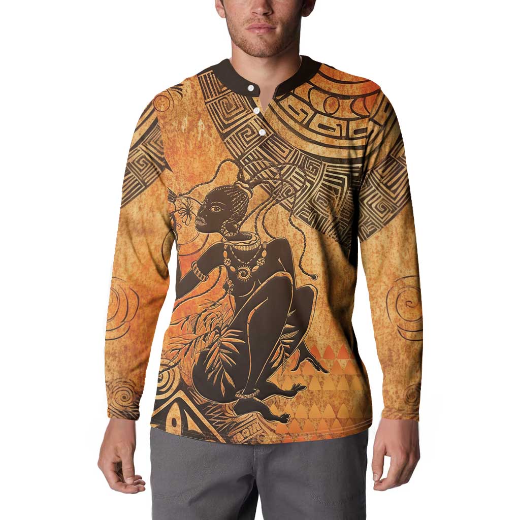 African Women Button Sweatshirt She Is Rooted In The Earth and Rising Like The Sun - Wonder Print Shop