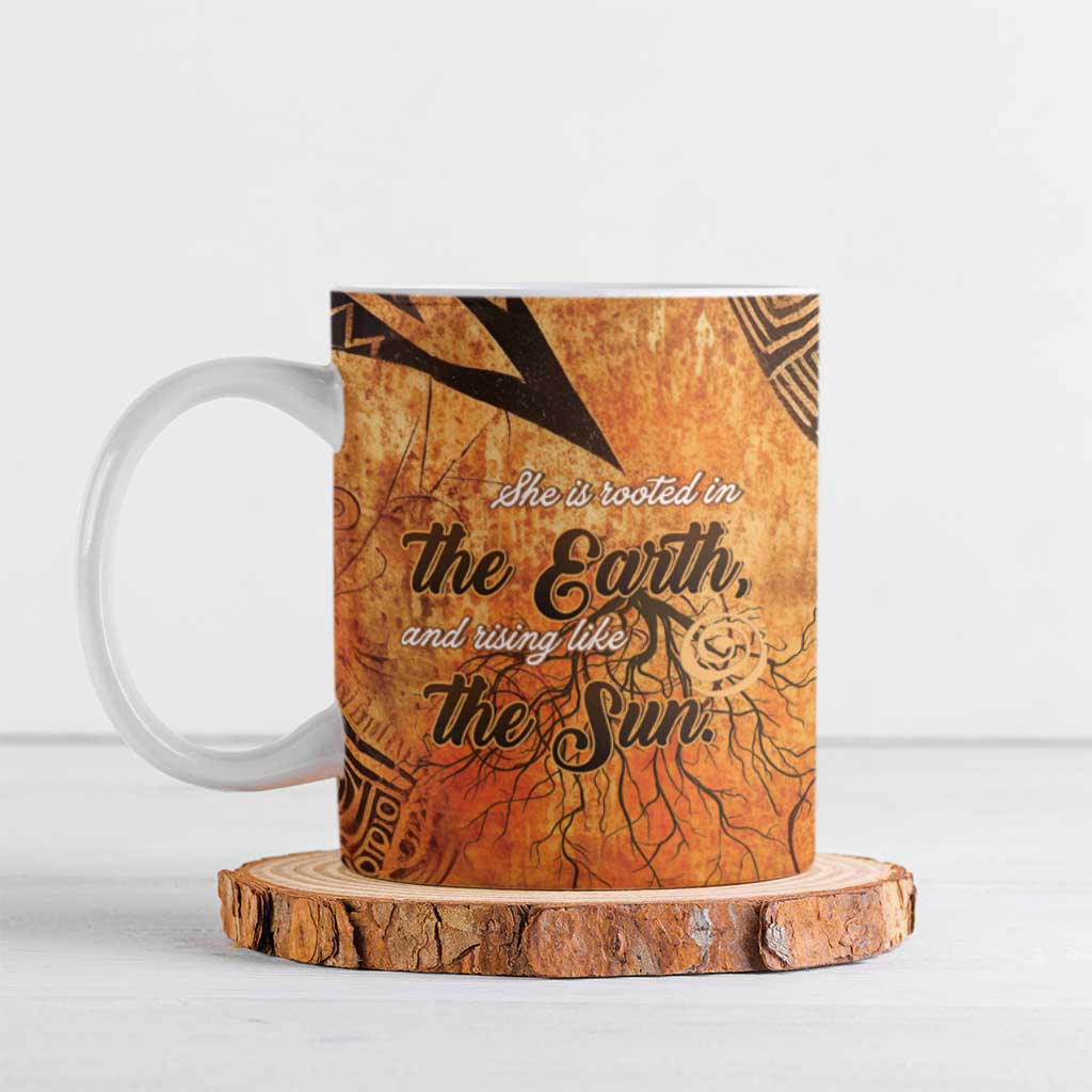 African Women Ceramic Mug She Is Rooted In The Earth and Rising Like The Sun - Wonder Print Shop