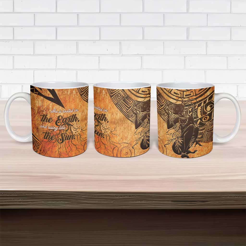 African Women Ceramic Mug She Is Rooted In The Earth and Rising Like The Sun - Wonder Print Shop
