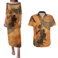 African Women Couples Matching Puletasi and Hawaiian Shirt She Is Rooted In The Earth and Rising Like The Sun - Wonder Print Shop