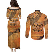 African Women Couples Matching Puletasi and Long Sleeve Button Shirt She Is Rooted In The Earth and Rising Like The Sun - Wonder Print Shop