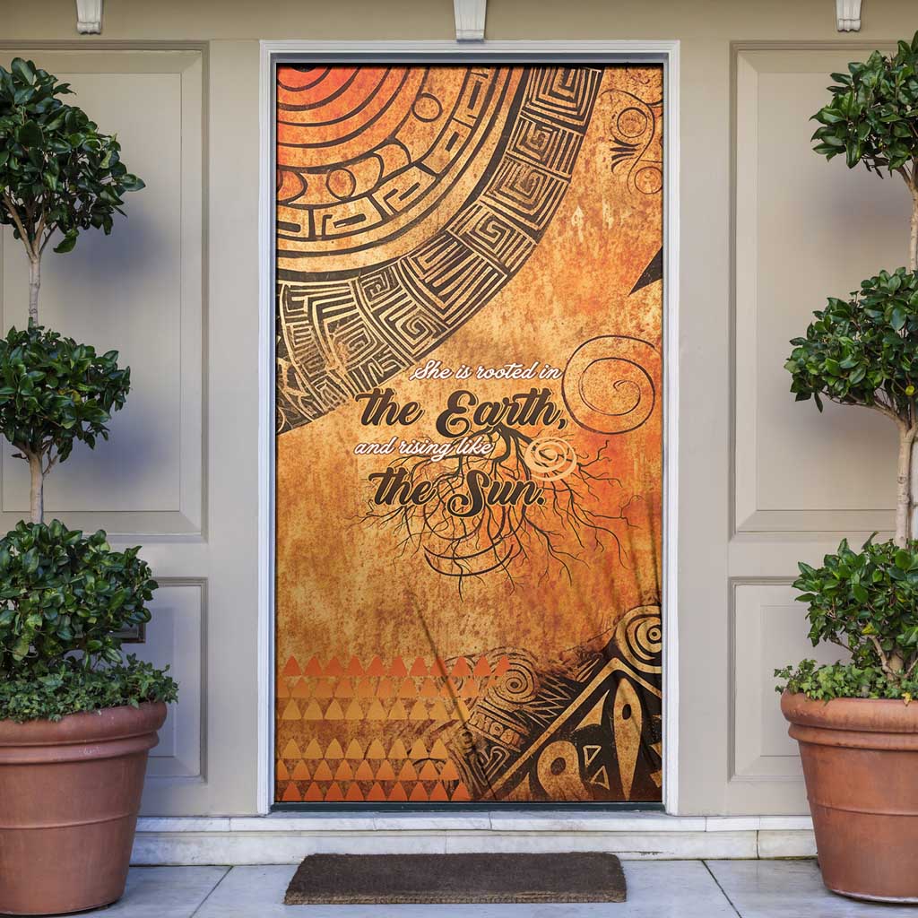 African Women Door Cover She Is Rooted In The Earth and Rising Like The Sun - Wonder Print Shop