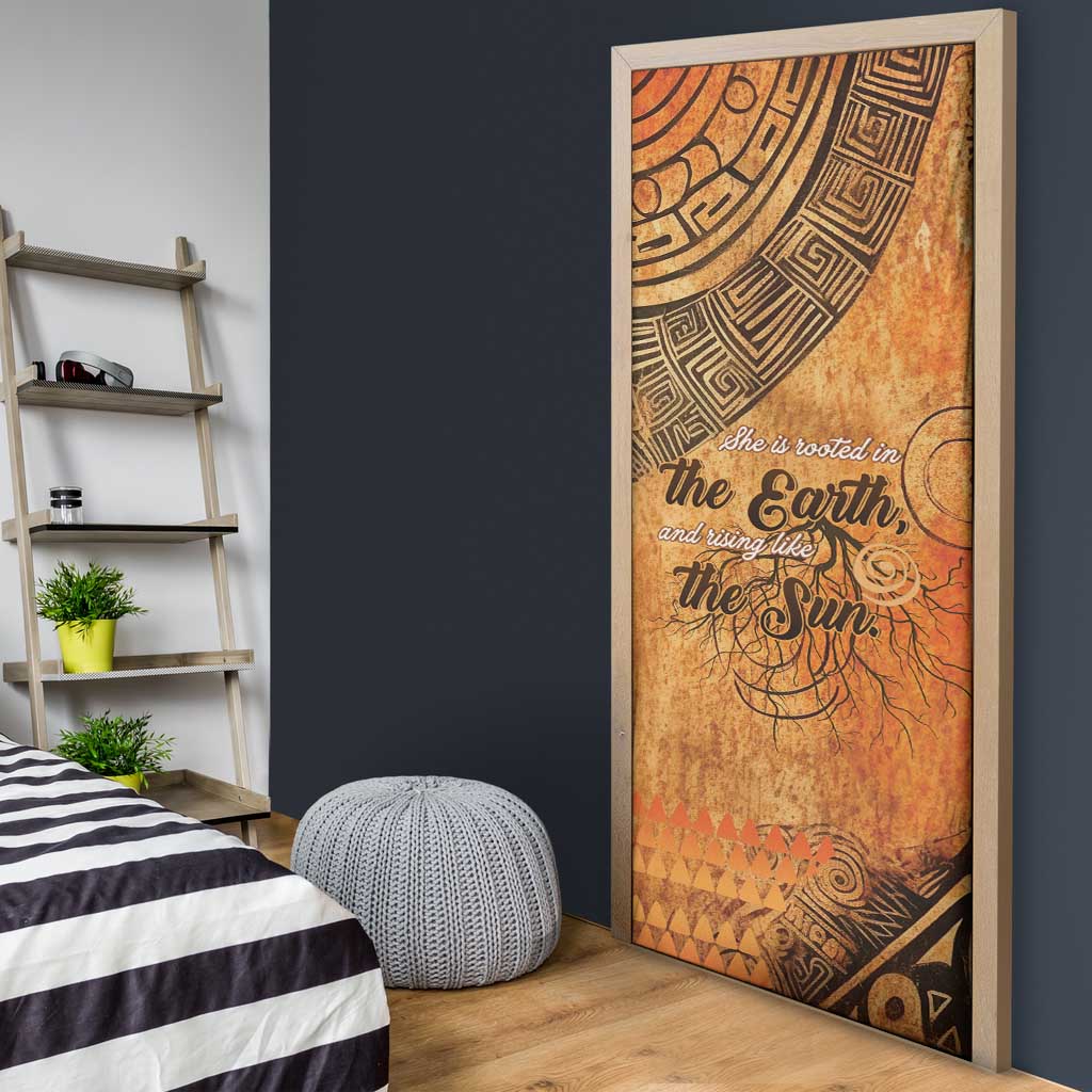 African Women Door Cover She Is Rooted In The Earth and Rising Like The Sun - Wonder Print Shop