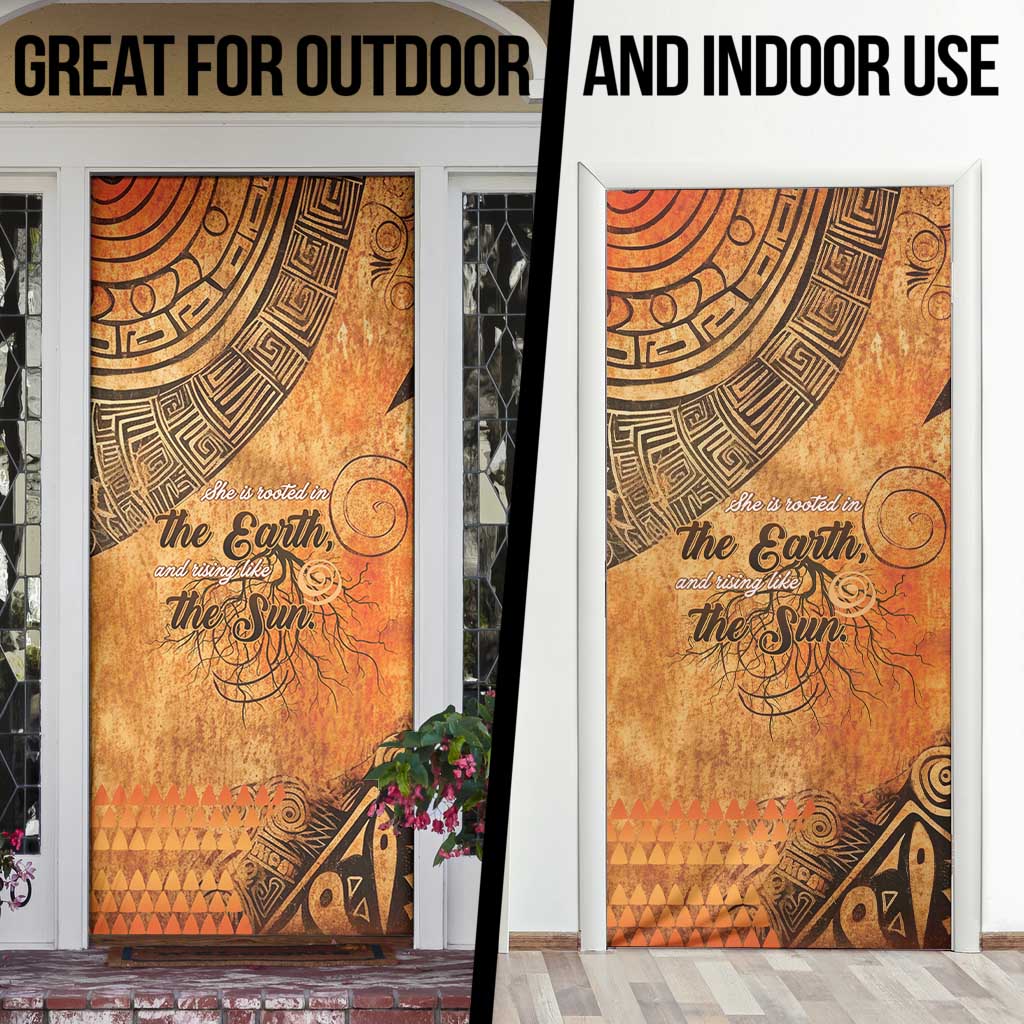 African Women Door Cover She Is Rooted In The Earth and Rising Like The Sun - Wonder Print Shop