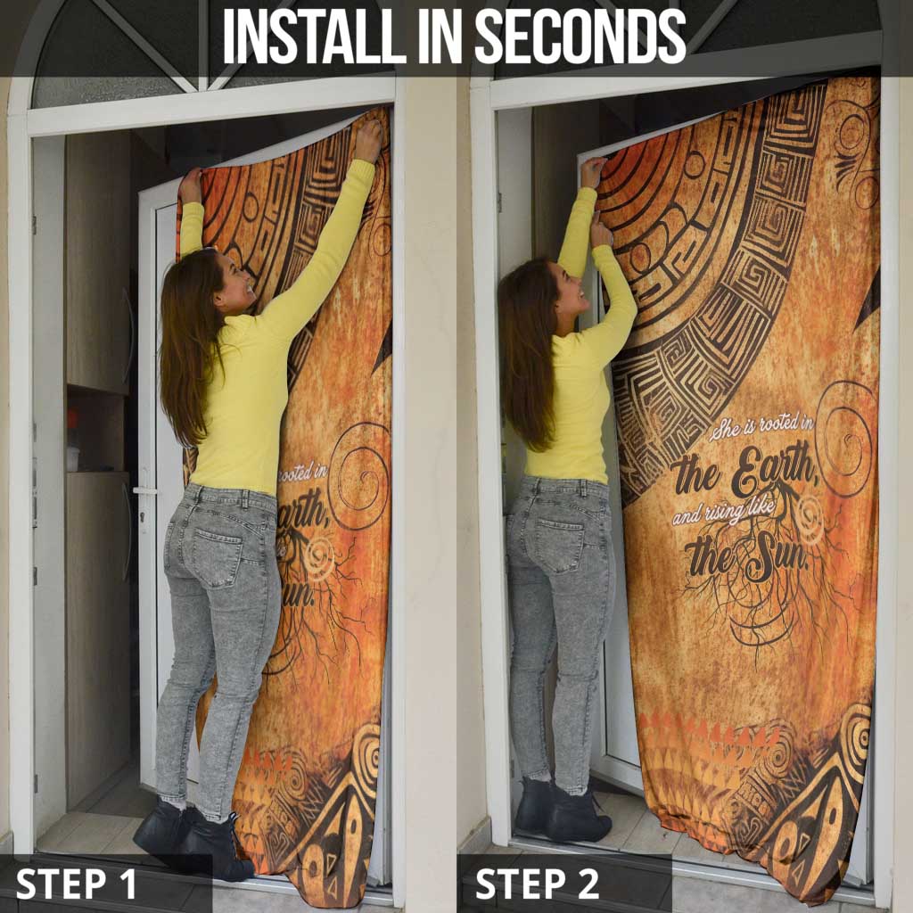African Women Door Cover She Is Rooted In The Earth and Rising Like The Sun - Wonder Print Shop