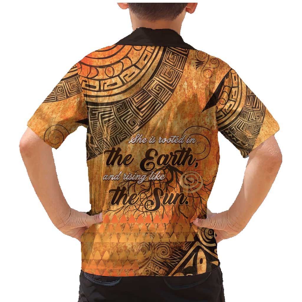 African Women Family Matching Mermaid Dress and Hawaiian Shirt She Is Rooted In The Earth and Rising Like The Sun - Wonder Print Shop