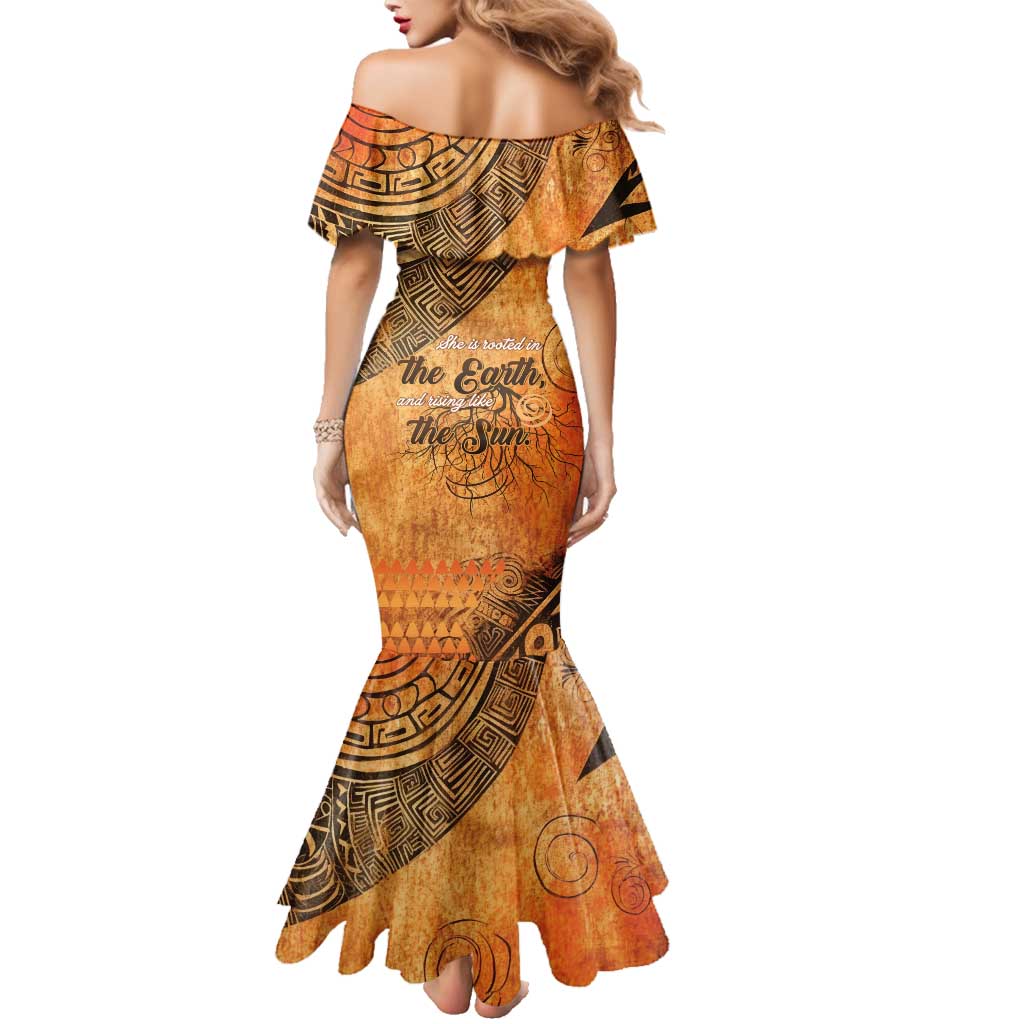African Women Family Matching Mermaid Dress and Hawaiian Shirt She Is Rooted In The Earth and Rising Like The Sun - Wonder Print Shop