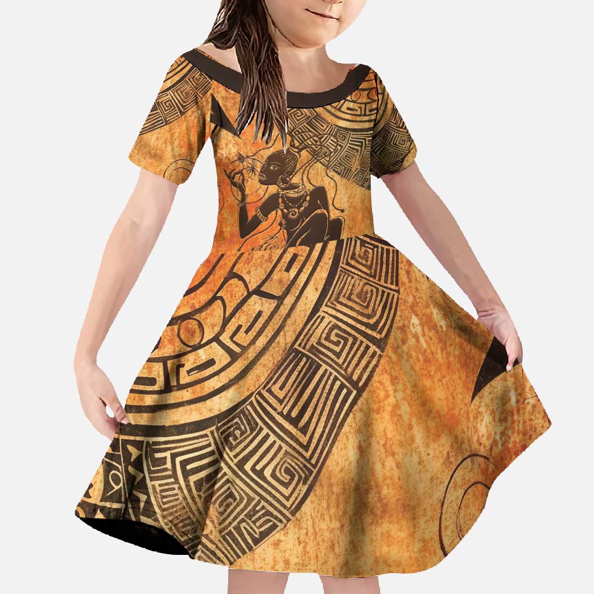 African Women Family Matching Off The Shoulder Long Sleeve Dress and Hawaiian Shirt She Is Rooted In The Earth and Rising Like The Sun - Wonder Print Shop