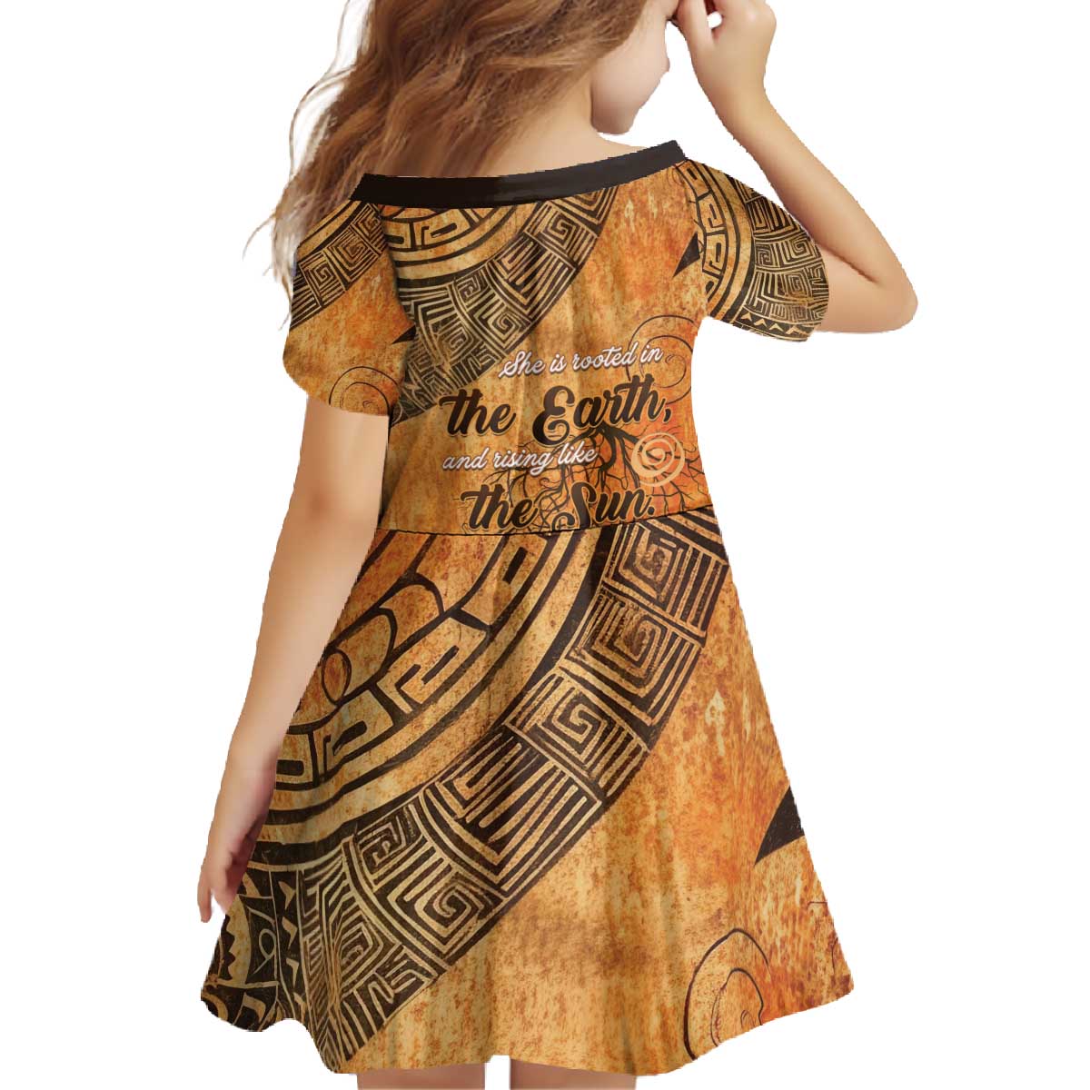 African Women Family Matching Off The Shoulder Long Sleeve Dress and Hawaiian Shirt She Is Rooted In The Earth and Rising Like The Sun - Wonder Print Shop