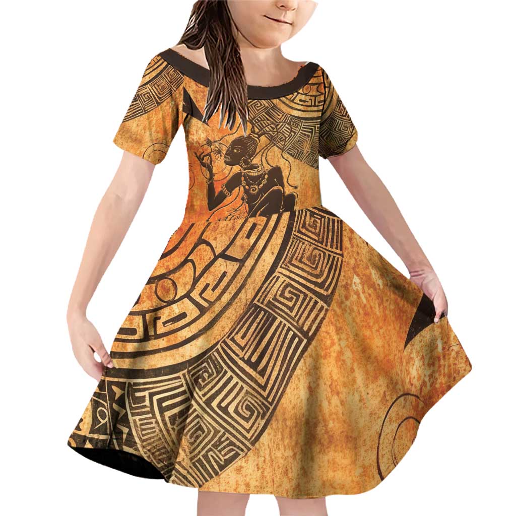 African Women Family Matching Off Shoulder Short Dress and Hawaiian Shirt She Is Rooted In The Earth and Rising Like The Sun - Wonder Print Shop