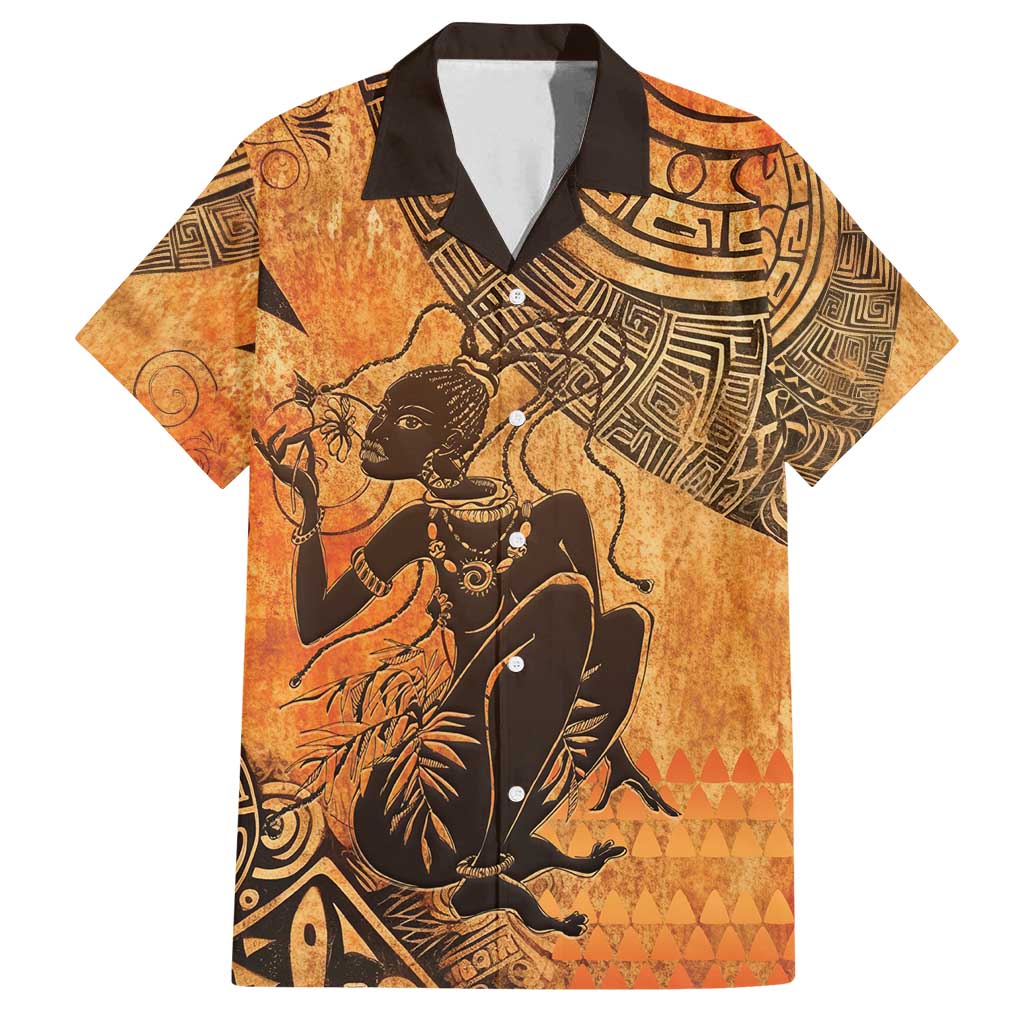 African Women Family Matching Off Shoulder Short Dress and Hawaiian Shirt She Is Rooted In The Earth and Rising Like The Sun - Wonder Print Shop