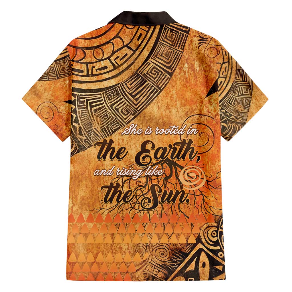 African Women Family Matching Off Shoulder Short Dress and Hawaiian Shirt She Is Rooted In The Earth and Rising Like The Sun - Wonder Print Shop