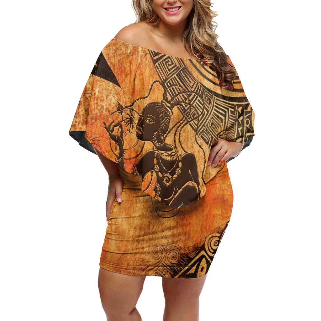 African Women Family Matching Off Shoulder Short Dress and Hawaiian Shirt She Is Rooted In The Earth and Rising Like The Sun - Wonder Print Shop