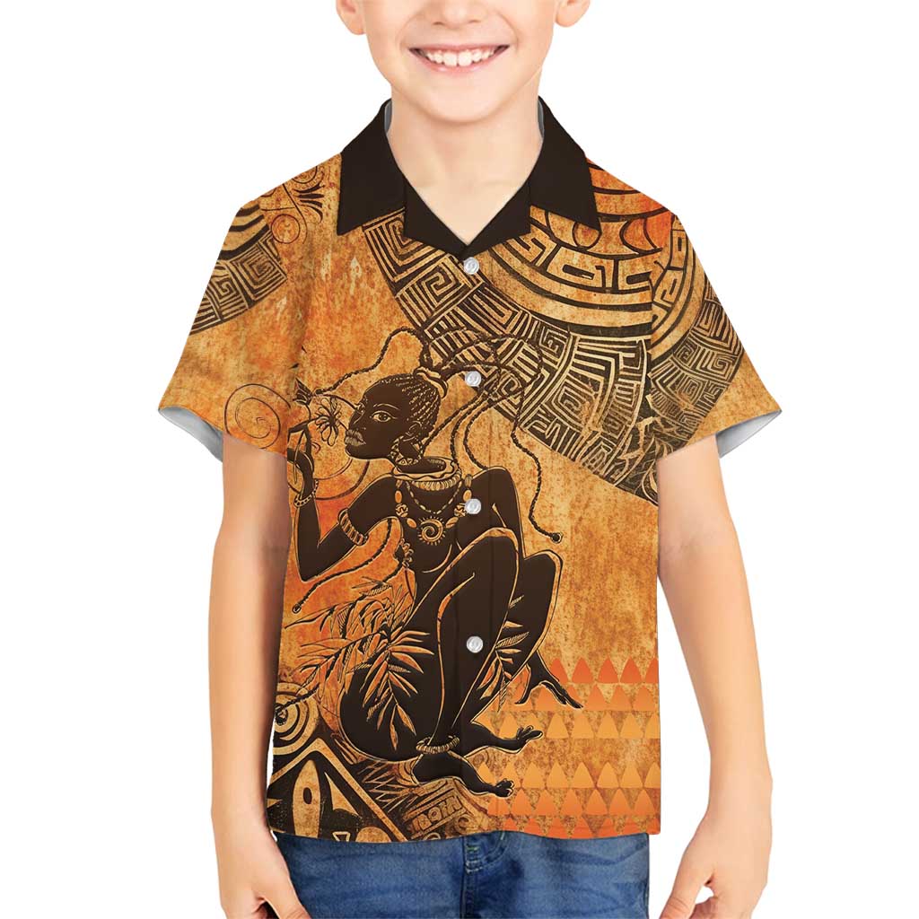 African Women Family Matching Off Shoulder Short Dress and Hawaiian Shirt She Is Rooted In The Earth and Rising Like The Sun - Wonder Print Shop