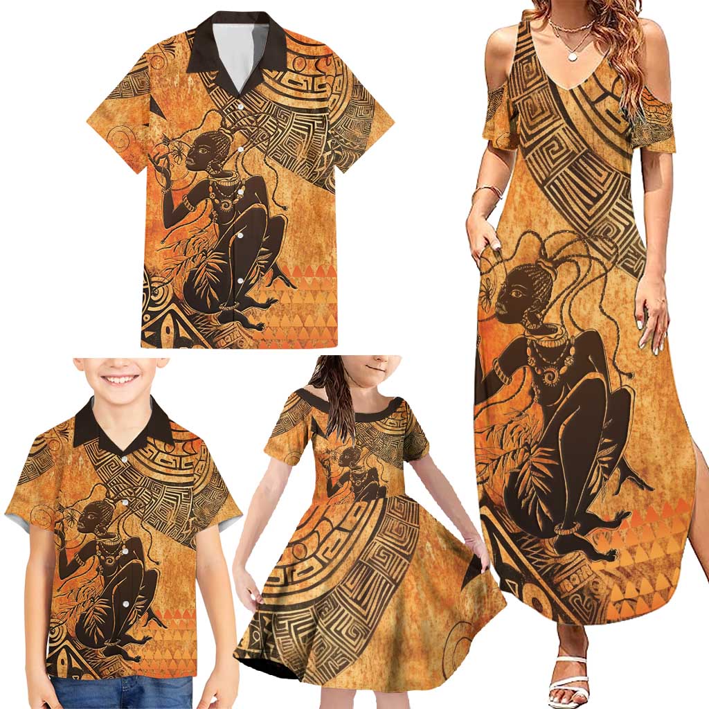 African Women Family Matching Summer Maxi Dress and Hawaiian Shirt She Is Rooted In The Earth and Rising Like The Sun - Wonder Print Shop