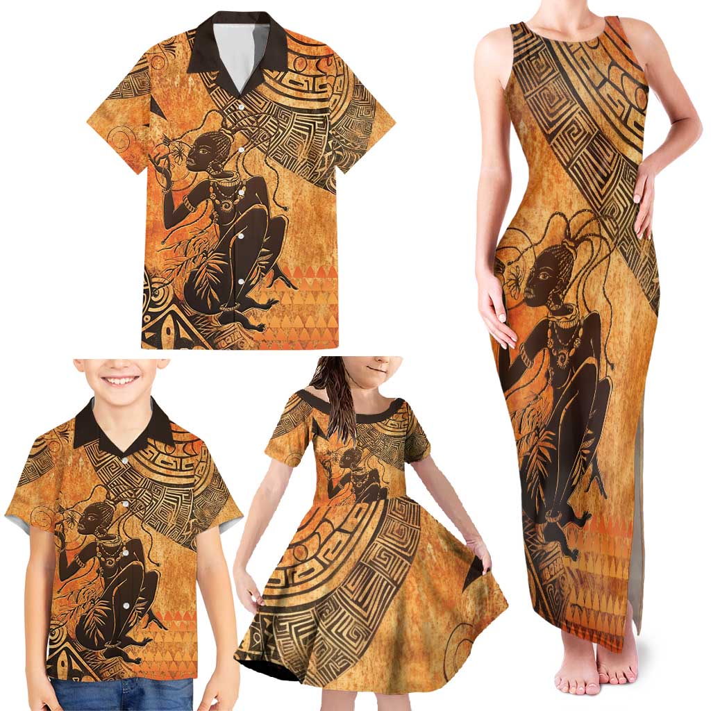 African Women Family Matching Tank Maxi Dress and Hawaiian Shirt She Is Rooted In The Earth and Rising Like The Sun - Wonder Print Shop