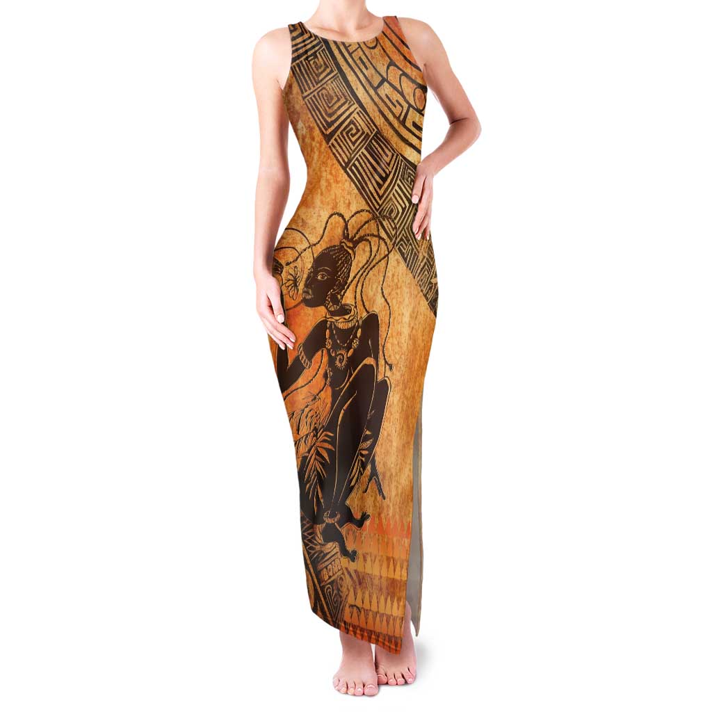 African Women Family Matching Tank Maxi Dress and Hawaiian Shirt She Is Rooted In The Earth and Rising Like The Sun - Wonder Print Shop