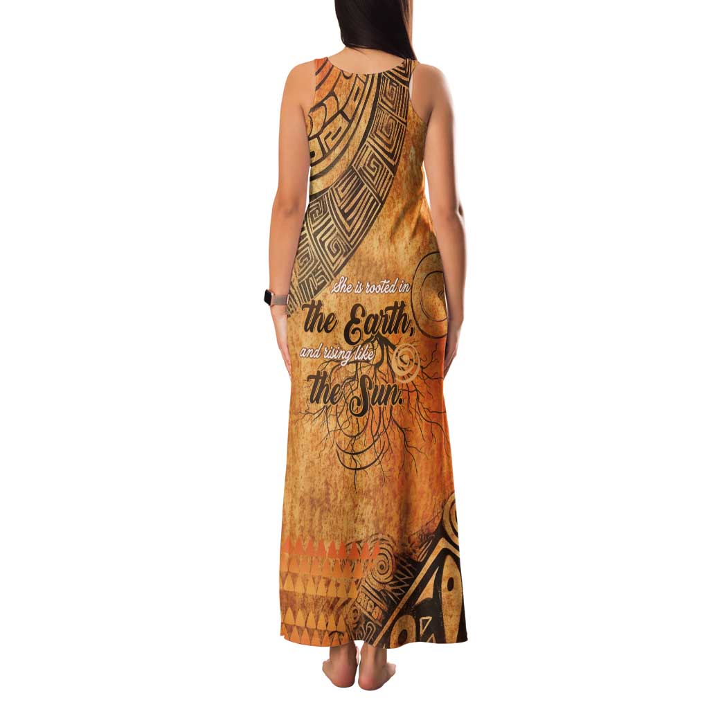 African Women Family Matching Tank Maxi Dress and Hawaiian Shirt She Is Rooted In The Earth and Rising Like The Sun - Wonder Print Shop