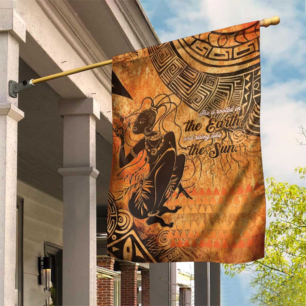 African Women Garden Flag She Is Rooted In The Earth and Rising Like The Sun - Wonder Print Shop