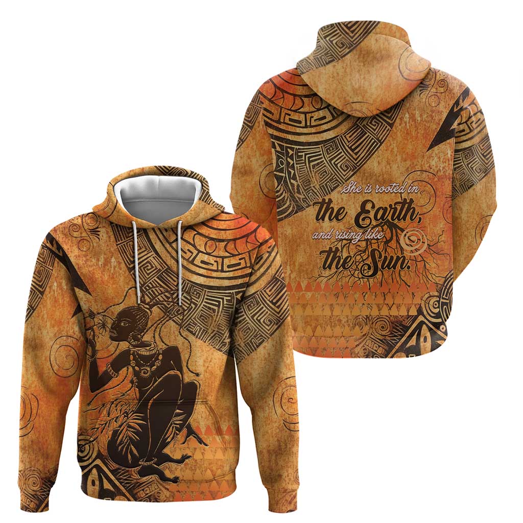 African Women Hoodie She Is Rooted In The Earth and Rising Like The Sun - Wonder Print Shop