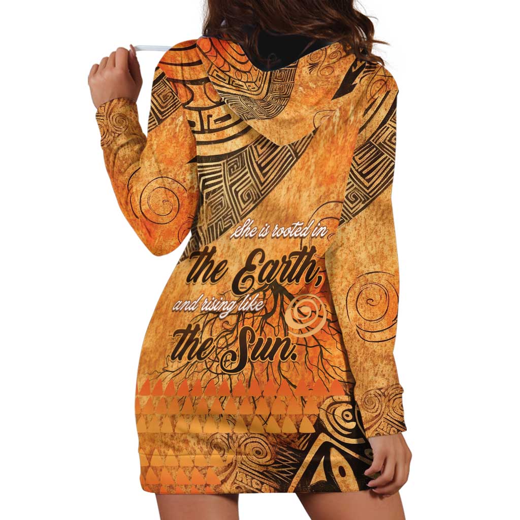 African Women Hoodie Dress She Is Rooted In The Earth and Rising Like The Sun - Wonder Print Shop
