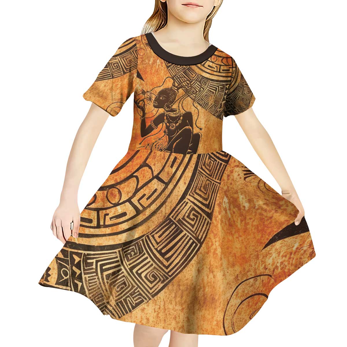 African Women Kid Short Sleeve Dress She Is Rooted In The Earth and Rising Like The Sun - Wonder Print Shop