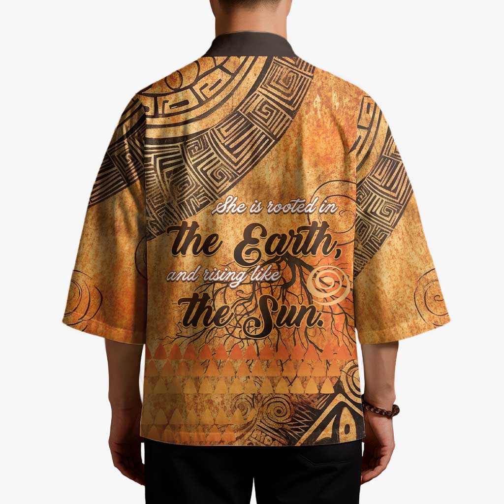 African Women Kimono She Is Rooted In The Earth and Rising Like The Sun - Wonder Print Shop