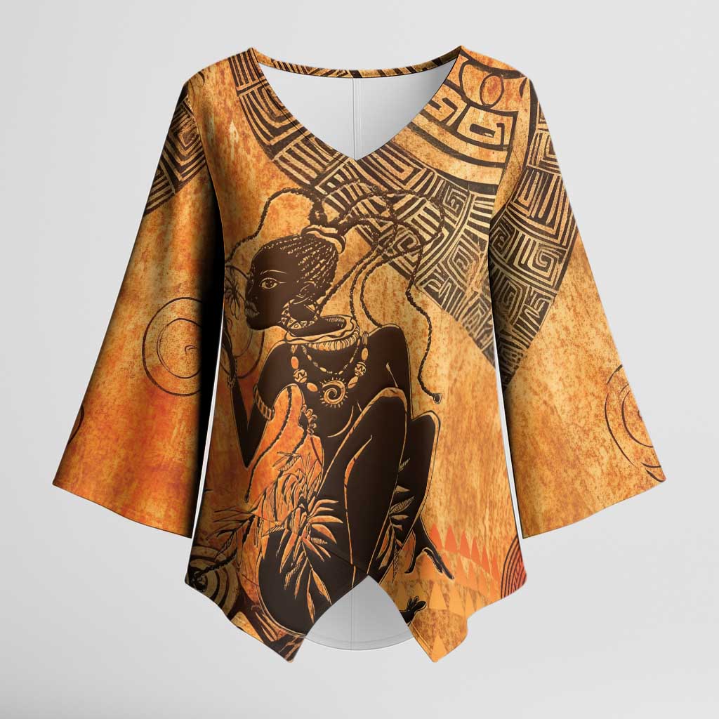African Women Kimono Sleeve Blouse She Is Rooted In The Earth and Rising Like The Sun - Wonder Print Shop
