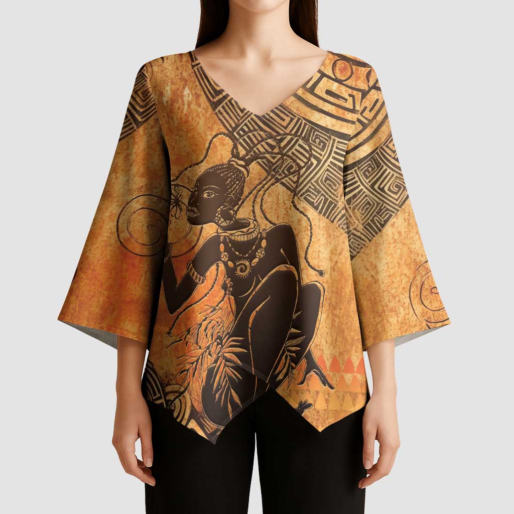 African Women Kimono Sleeve Blouse She Is Rooted In The Earth and Rising Like The Sun - Wonder Print Shop