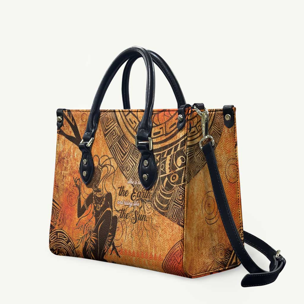 African Women Leather Bag She Is Rooted In The Earth and Rising Like The Sun - Wonder Print Shop