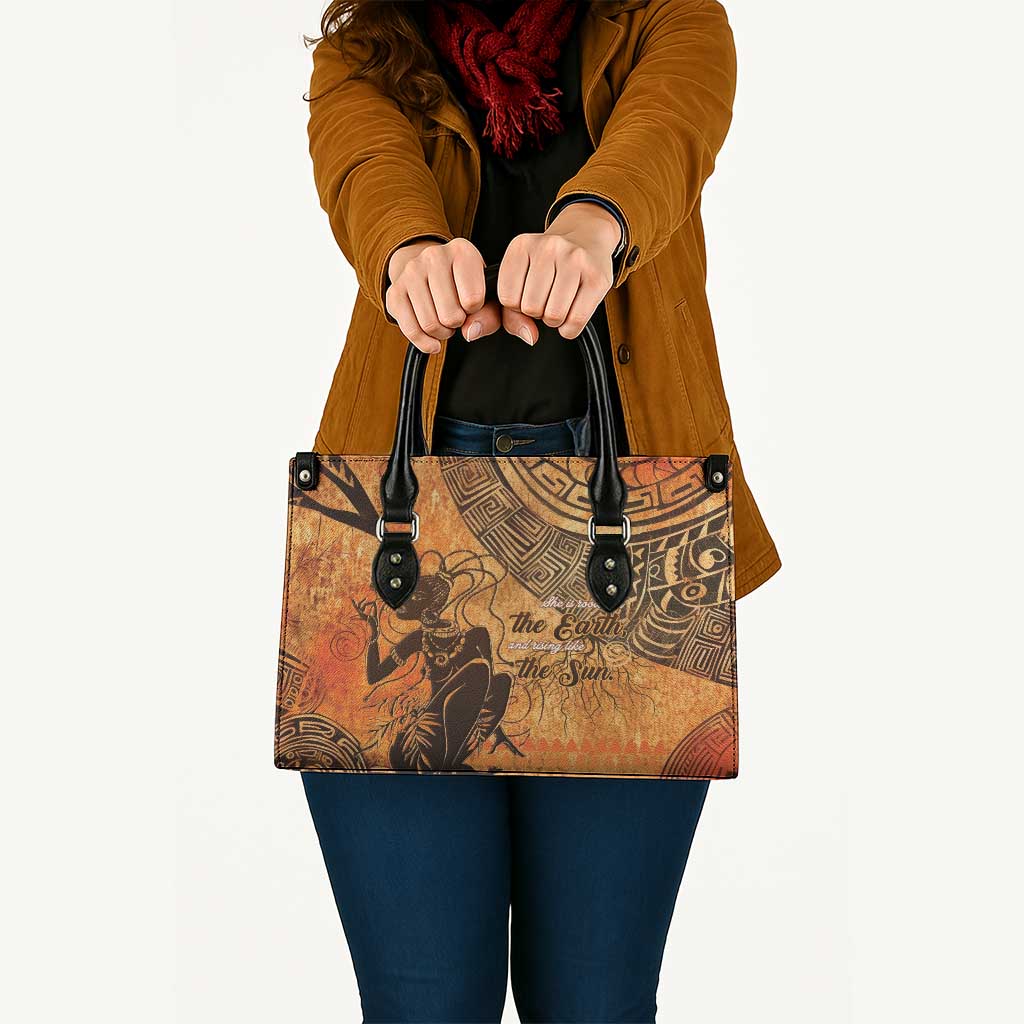 African Women Leather Bag She Is Rooted In The Earth and Rising Like The Sun - Wonder Print Shop