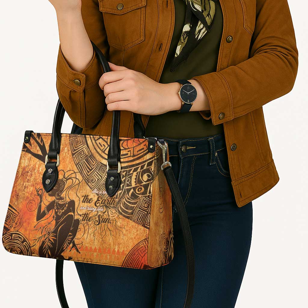 African Women Leather Bag She Is Rooted In The Earth and Rising Like The Sun - Wonder Print Shop