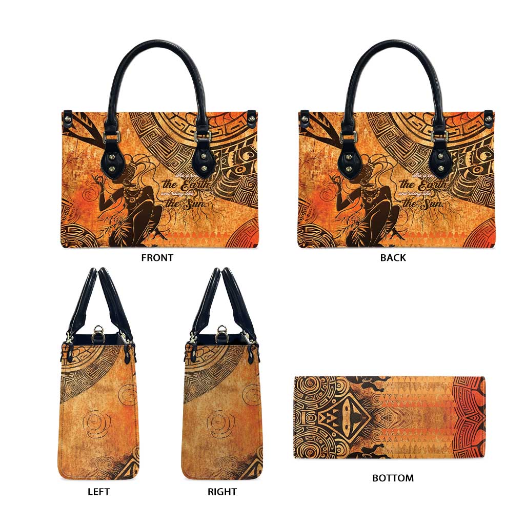 African Women Leather Bag She Is Rooted In The Earth and Rising Like The Sun - Wonder Print Shop