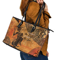 African Women Leather Tote Bag She Is Rooted In The Earth and Rising Like The Sun - Wonder Print Shop