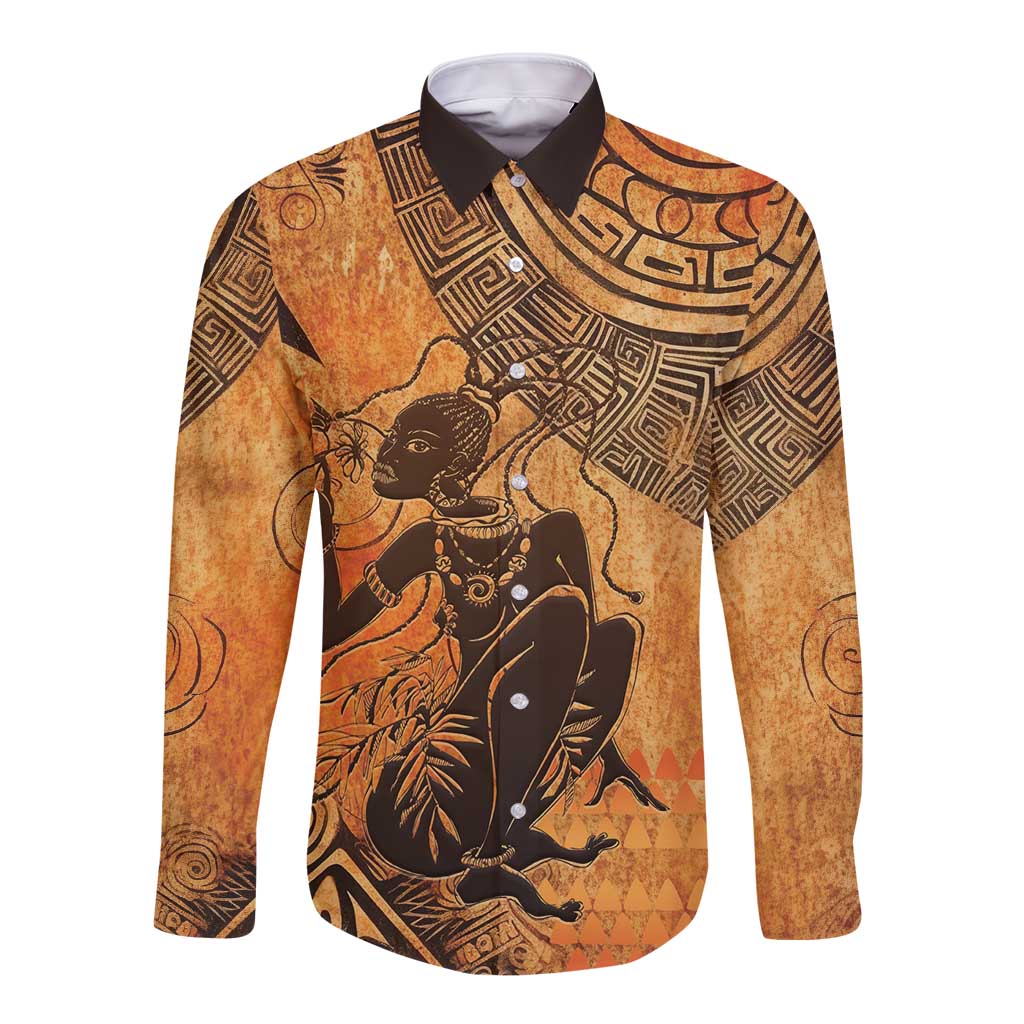 African Women Long Sleeve Button Shirt She Is Rooted In The Earth and Rising Like The Sun - Wonder Print Shop