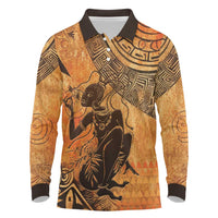 African Women Long Sleeve Polo Shirt She Is Rooted In The Earth and Rising Like The Sun - Wonder Print Shop