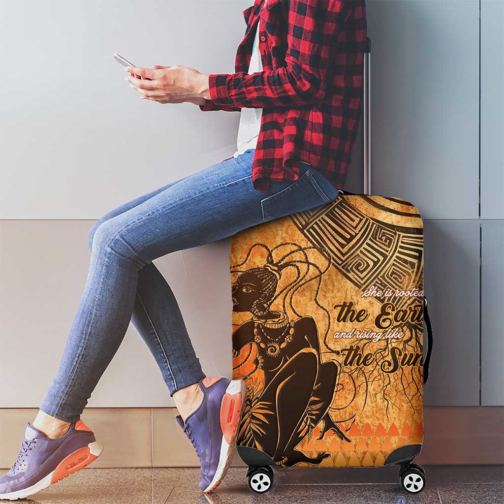 African Women Luggage Cover She Is Rooted In The Earth and Rising Like The Sun - Wonder Print Shop