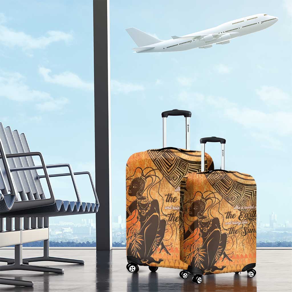 African Women Luggage Cover She Is Rooted In The Earth and Rising Like The Sun - Wonder Print Shop