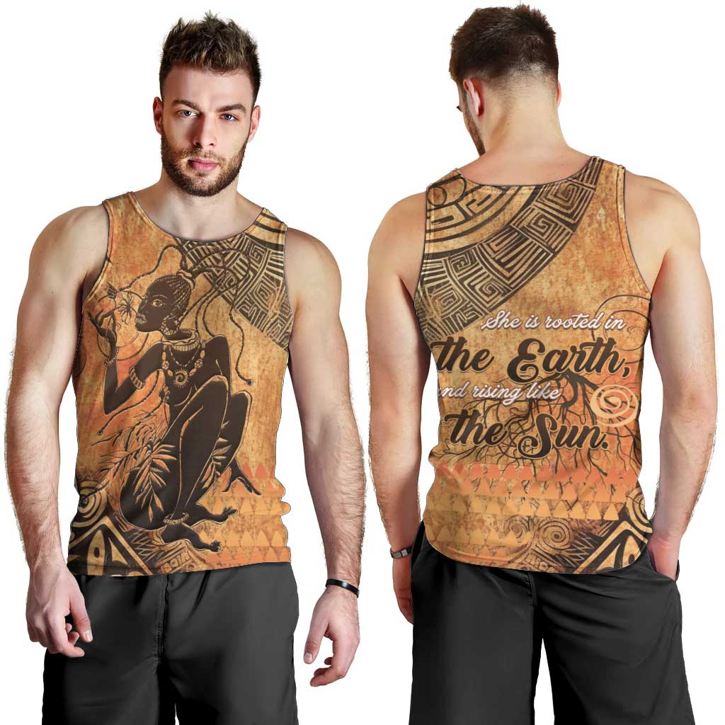 African Women Men Tank Top She Is Rooted In The Earth and Rising Like The Sun - Wonder Print Shop