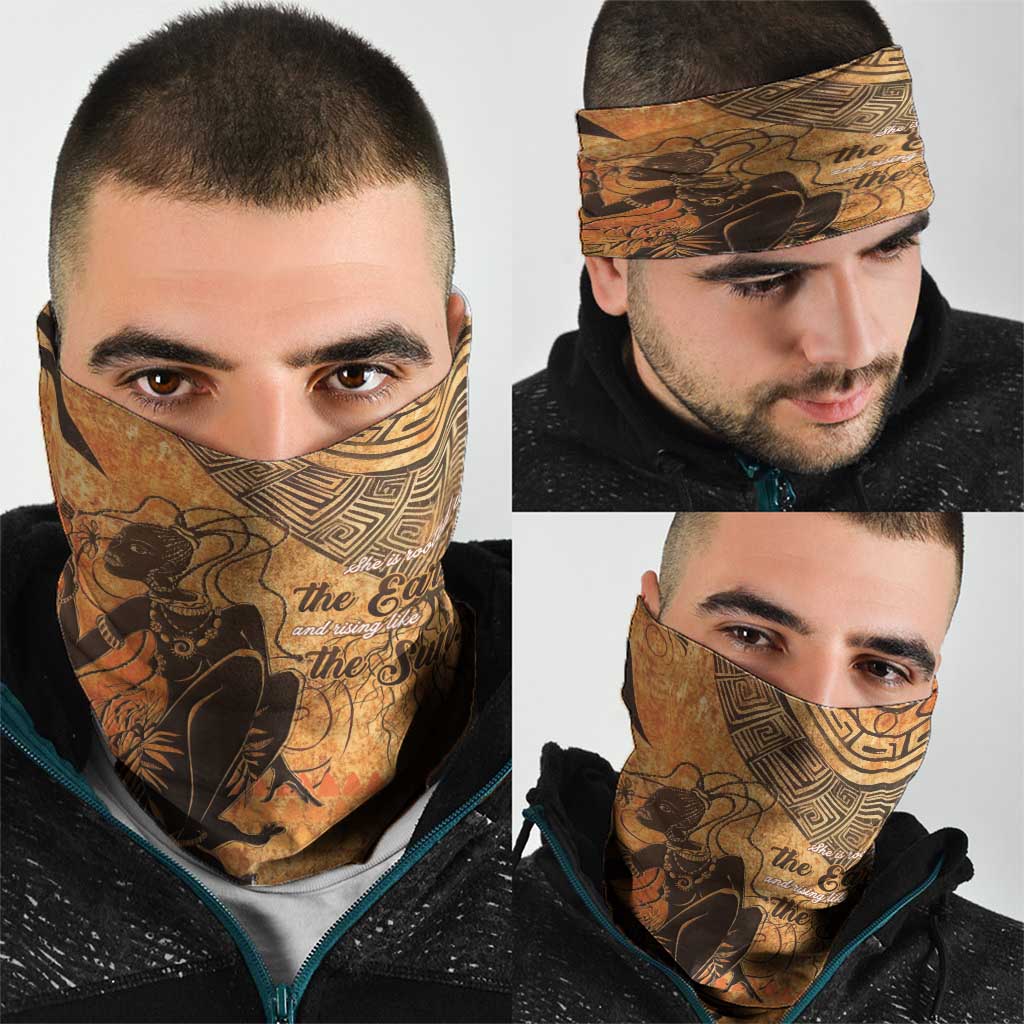African Women Neck Gaiter She Is Rooted In The Earth and Rising Like The Sun - Wonder Print Shop
