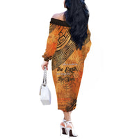 African Women Off The Shoulder Long Sleeve Dress She Is Rooted In The Earth and Rising Like The Sun - Wonder Print Shop
