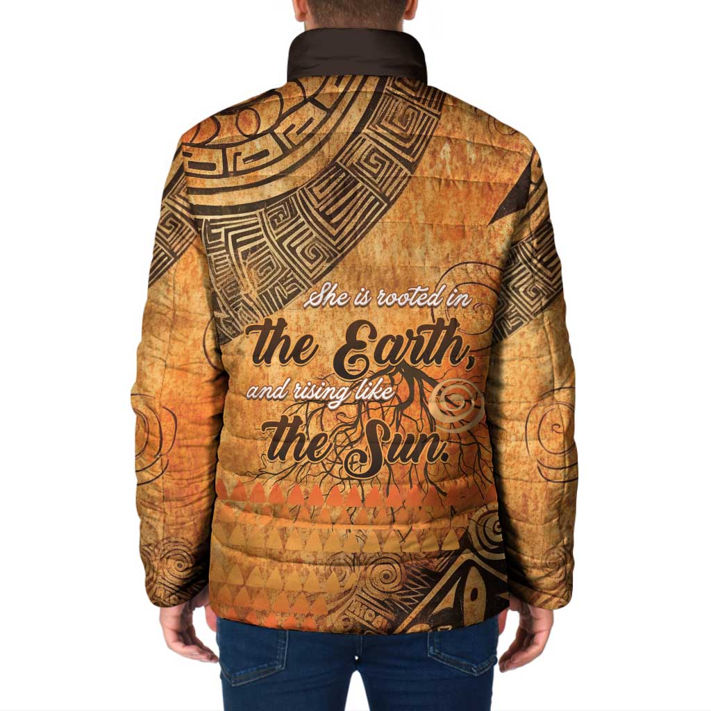 African Women Padded Jacket She Is Rooted In The Earth and Rising Like The Sun - Wonder Print Shop