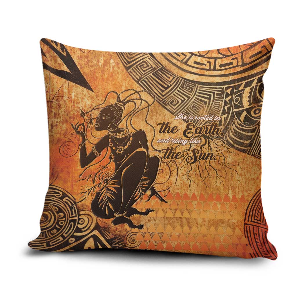 African Women Pillow Cover She Is Rooted In The Earth and Rising Like The Sun - Wonder Print Shop