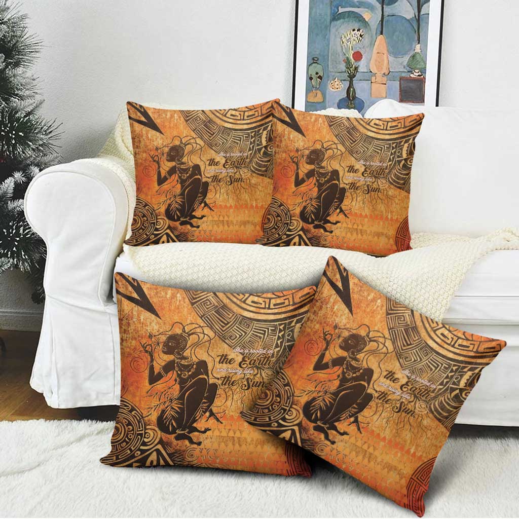African Women Pillow Cover She Is Rooted In The Earth and Rising Like The Sun - Wonder Print Shop