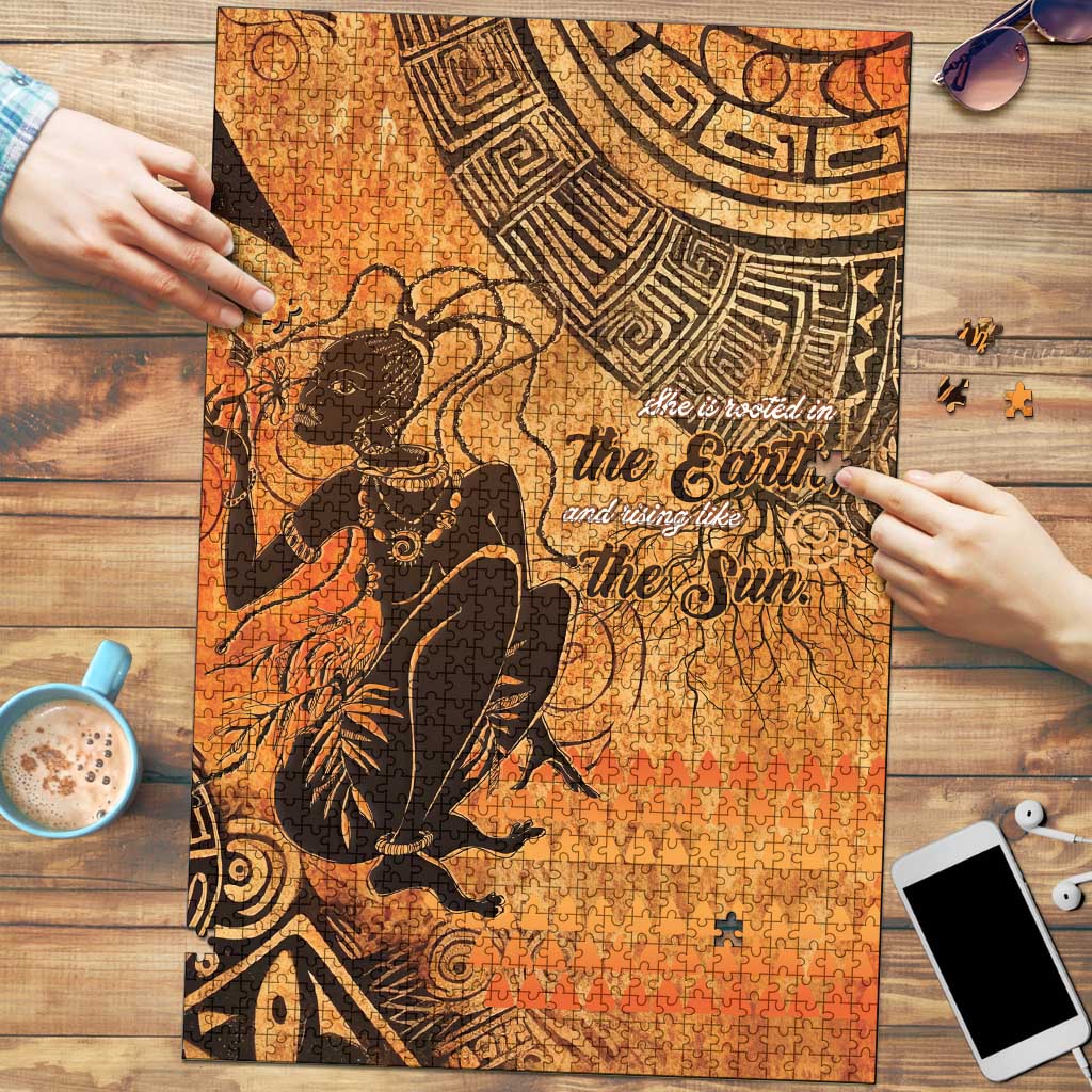 African Women Puzzle She Is Rooted In The Earth and Rising Like The Sun - Wonder Print Shop